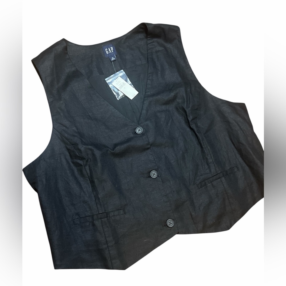 GAP Black Buttoned Vest Size XL - Picture 2 of 5